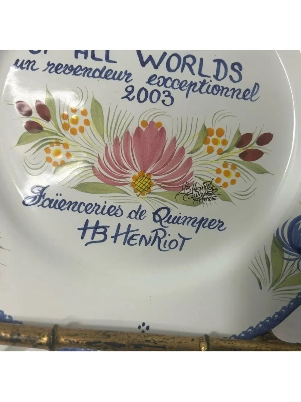 Vintage Faience de Quimper Henriot Best of All Worlds 2003 Ceramic Plate
